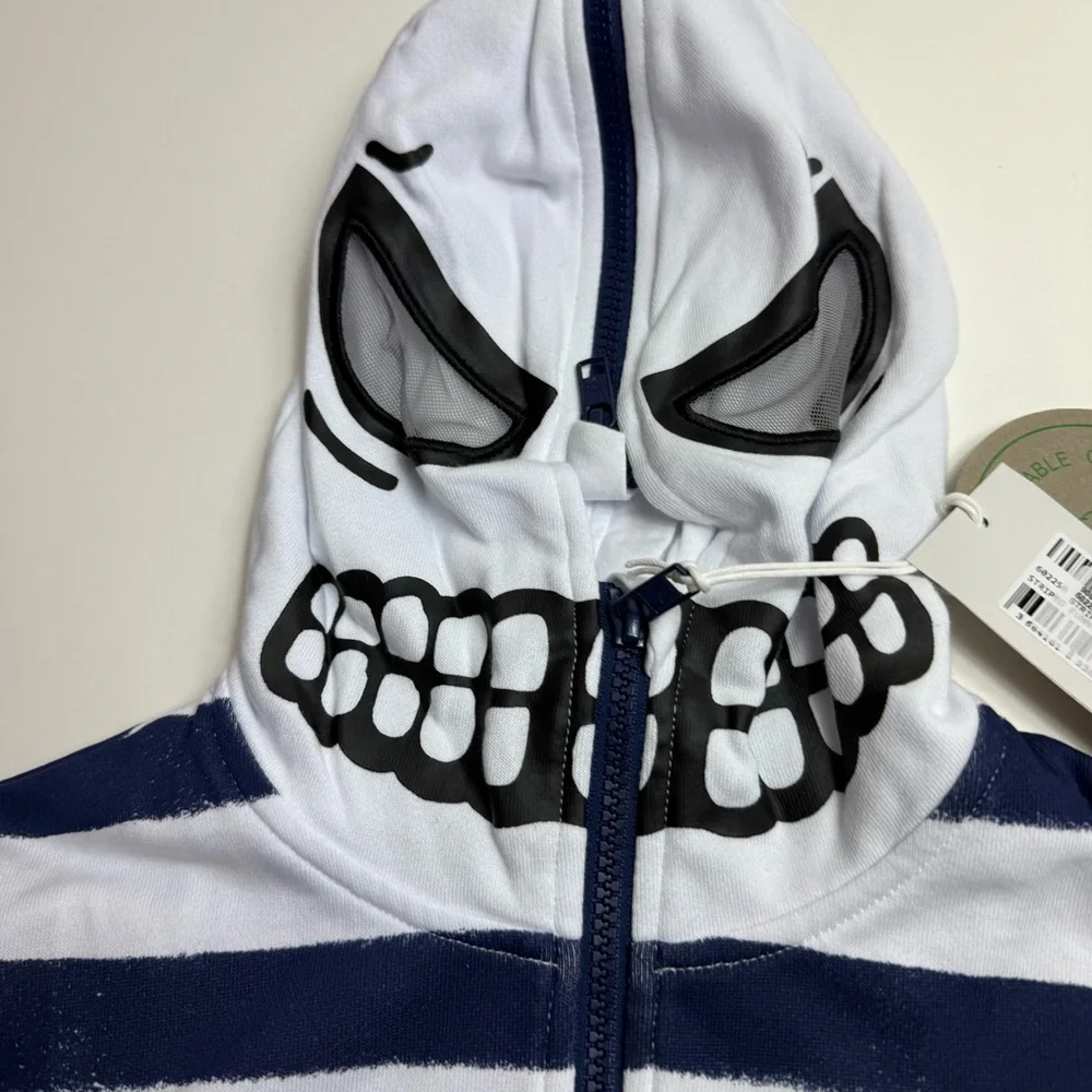New! Stella McCartney navy striped skull zip hoodie